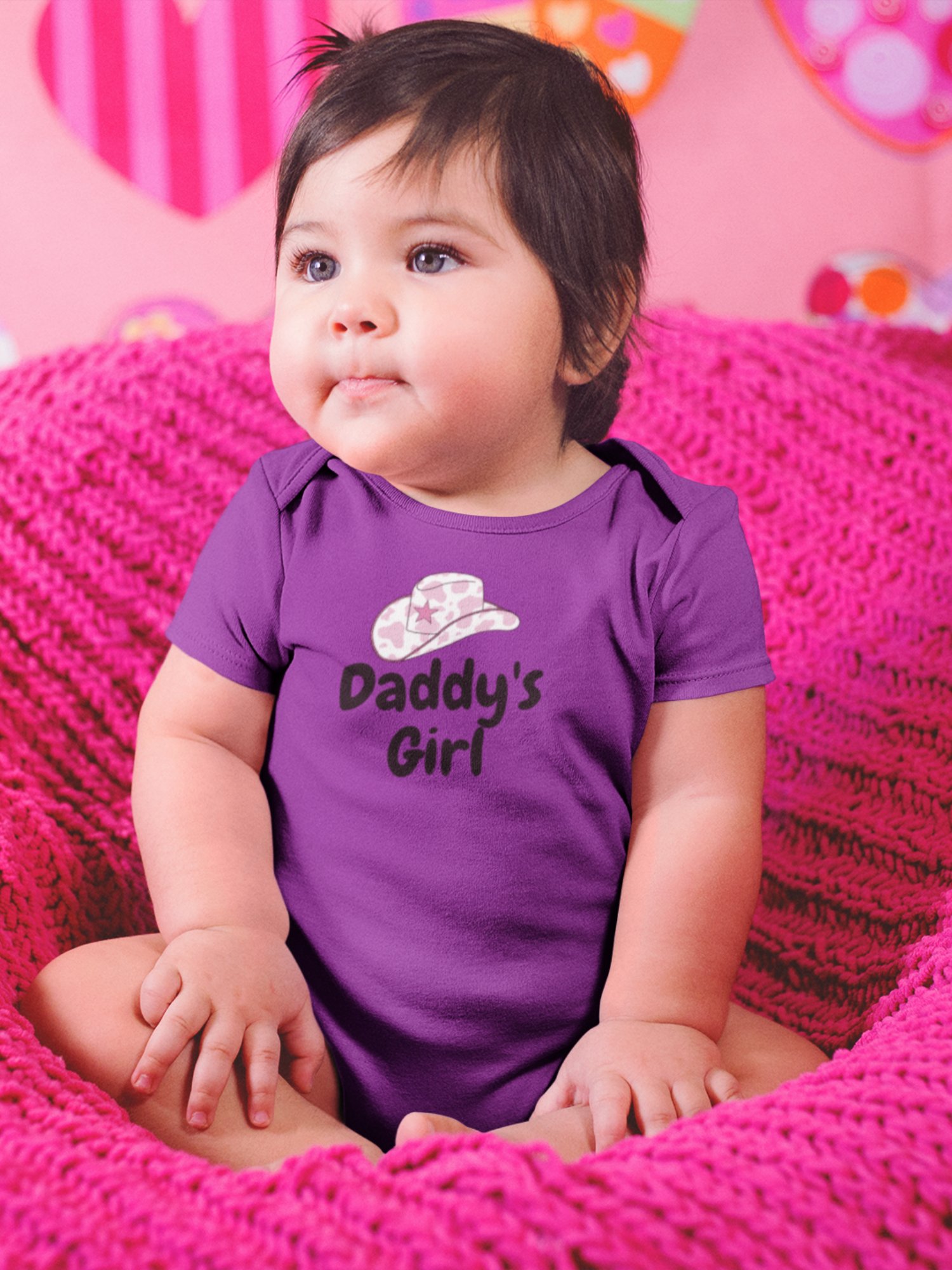 Daddy’s Girl Cowboy Hat Onesie - Country Western Baby Outfit - Pink Cowgirl Baby Clothes - Gift for New Dad product image (2)