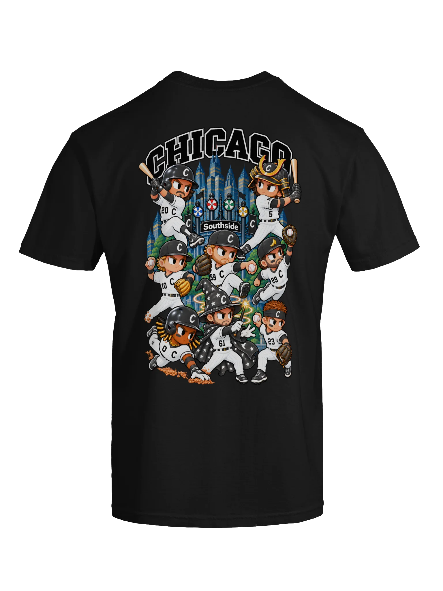 Chicago Southside Baseball 2026 Animated Player Back Print T-Shirt product image (11)