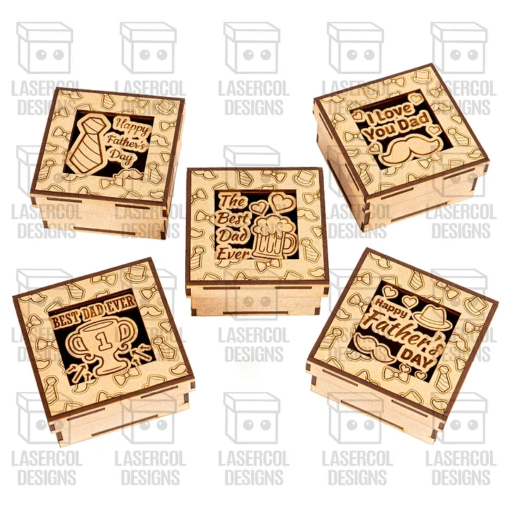 Father's Day Gift Boxes Set 1 (3 Sizes, 5 Styles) - Laser Cut Files product image (2)