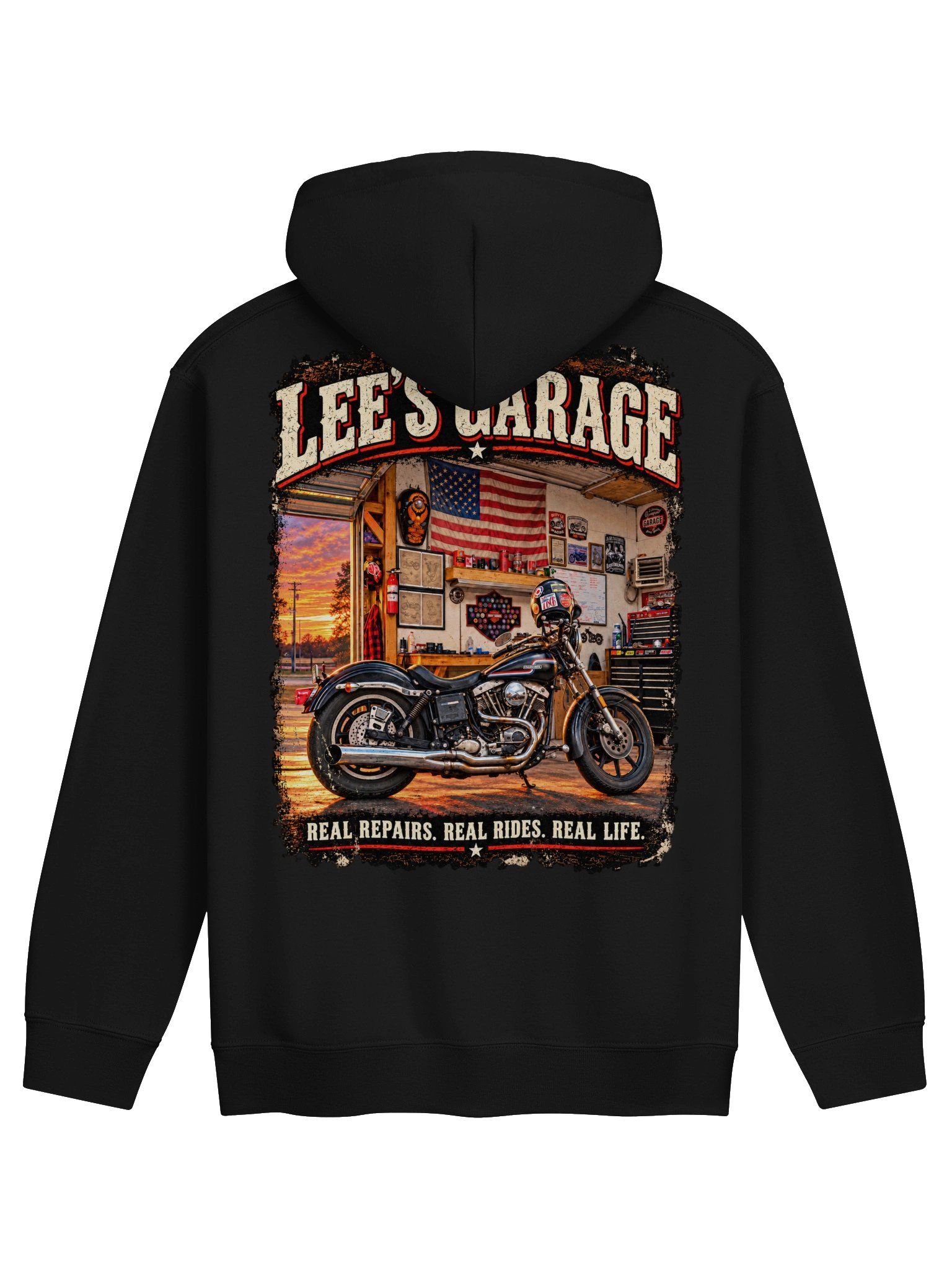 Lee’s Garage Throwback Shovelhead Hoodie product image (2)