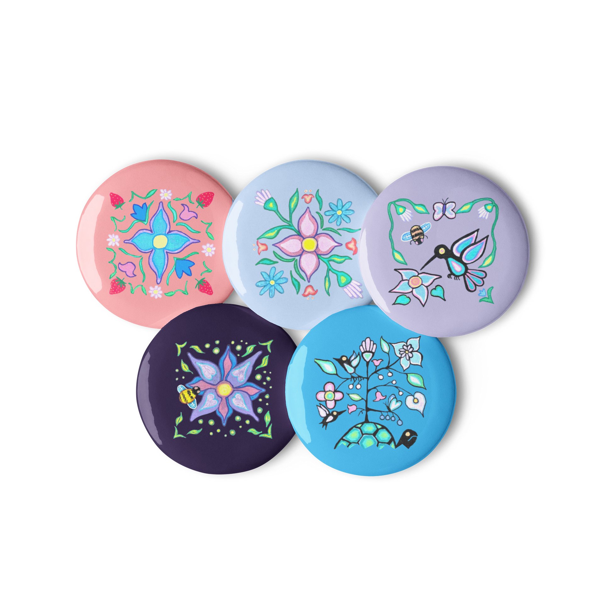 “woodland pixels” set of 5 buttons product image (2)