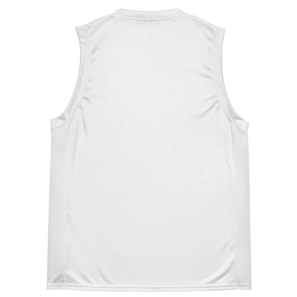 Eclipse Recycled Unisex Basketball Jersey - White with Bold Flame Design product image (3)