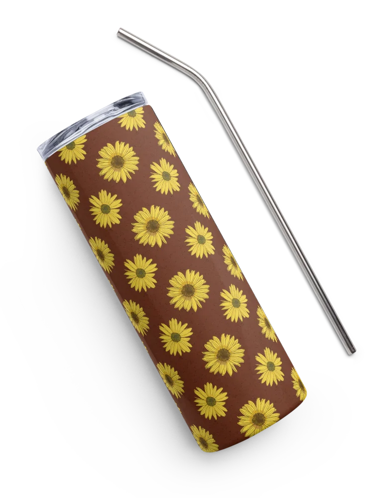 “Helianthus Sunflower Polka Dot” 20-ounce Stainless Steel Tumbler with Straw product image (3)