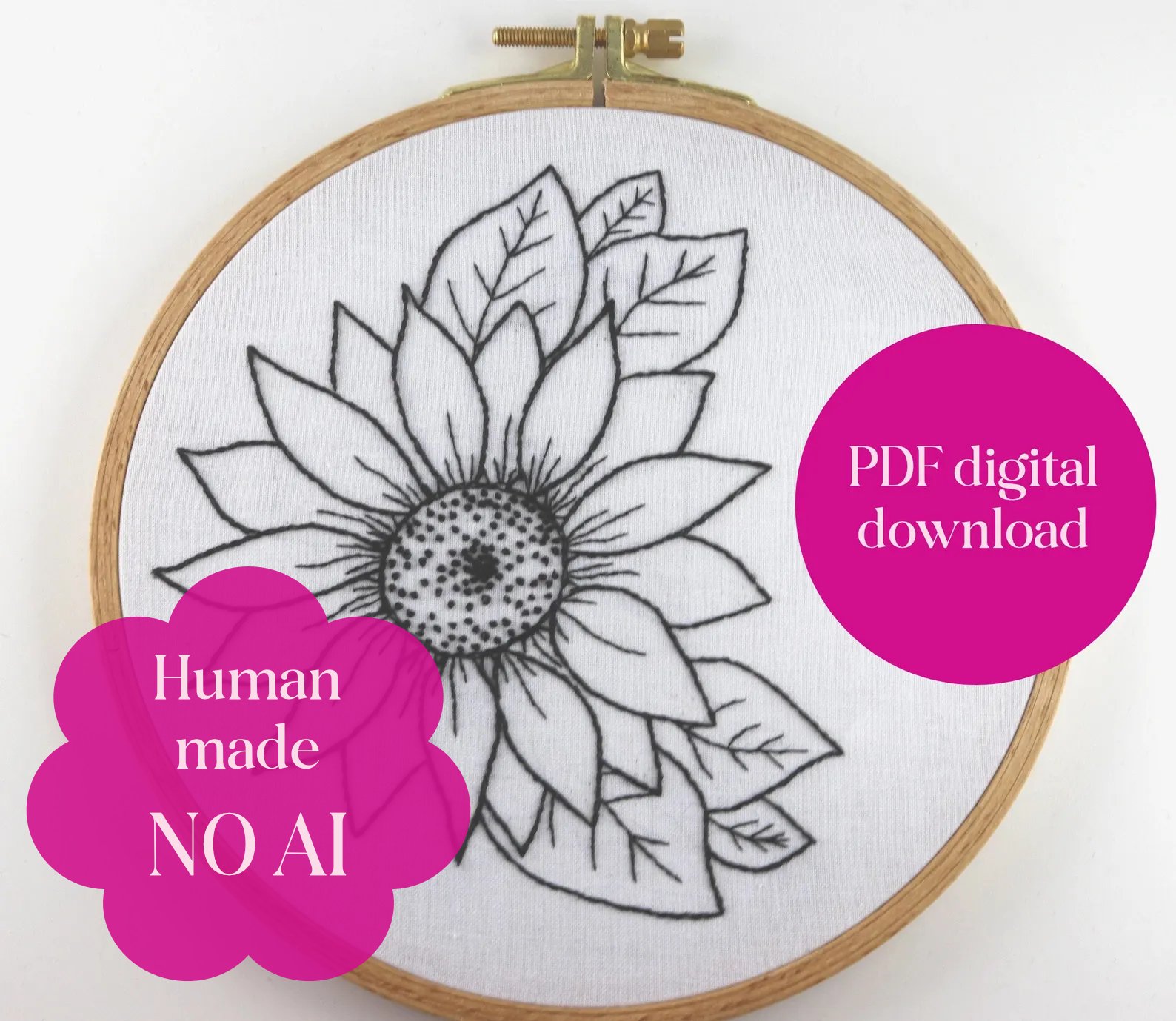 PDF hand embroidery pattern - Sunflower floral wreath product image (1)