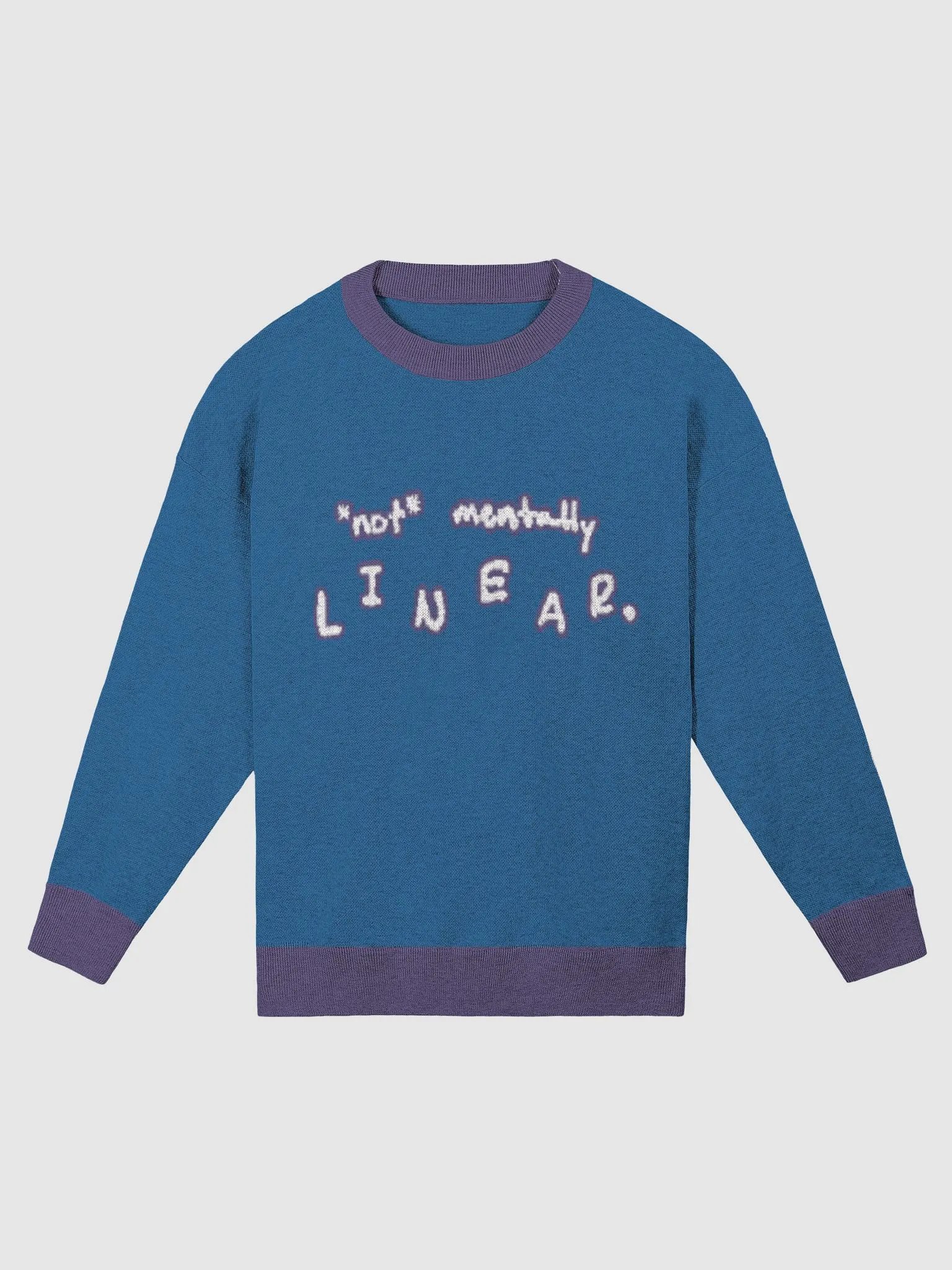 *not* mentally linear (lg. lined design, violet blue and white) knitwear relaxed crewneck product image (4)