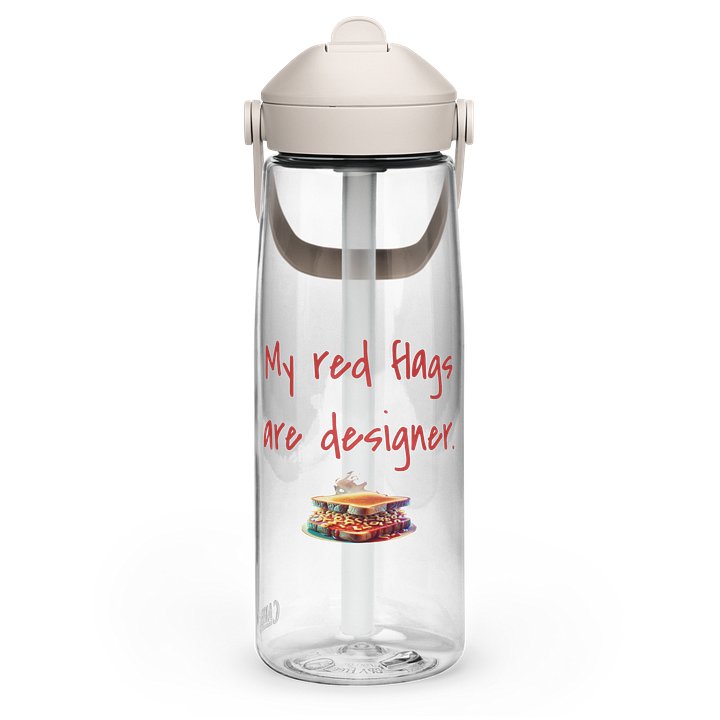 Designer Red Flags Flip Straw Water Bottle product image (1)