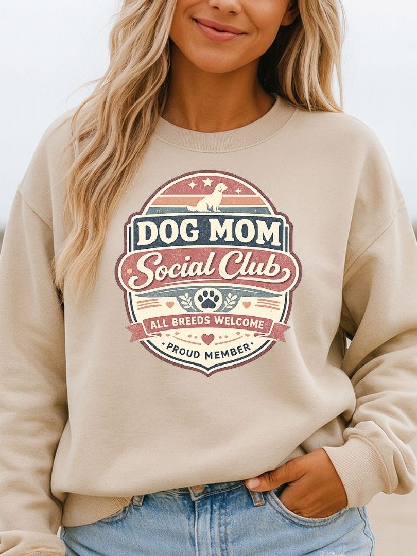Dog Mom Social Club Sweatshirt – Retro Dog Mom Crewneck product image (26)