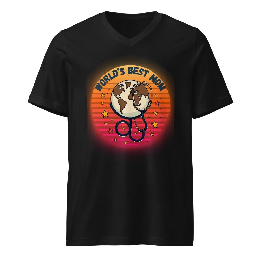 World's Best Mom Earth Stethoscope V-Neck Tee product image (1)
