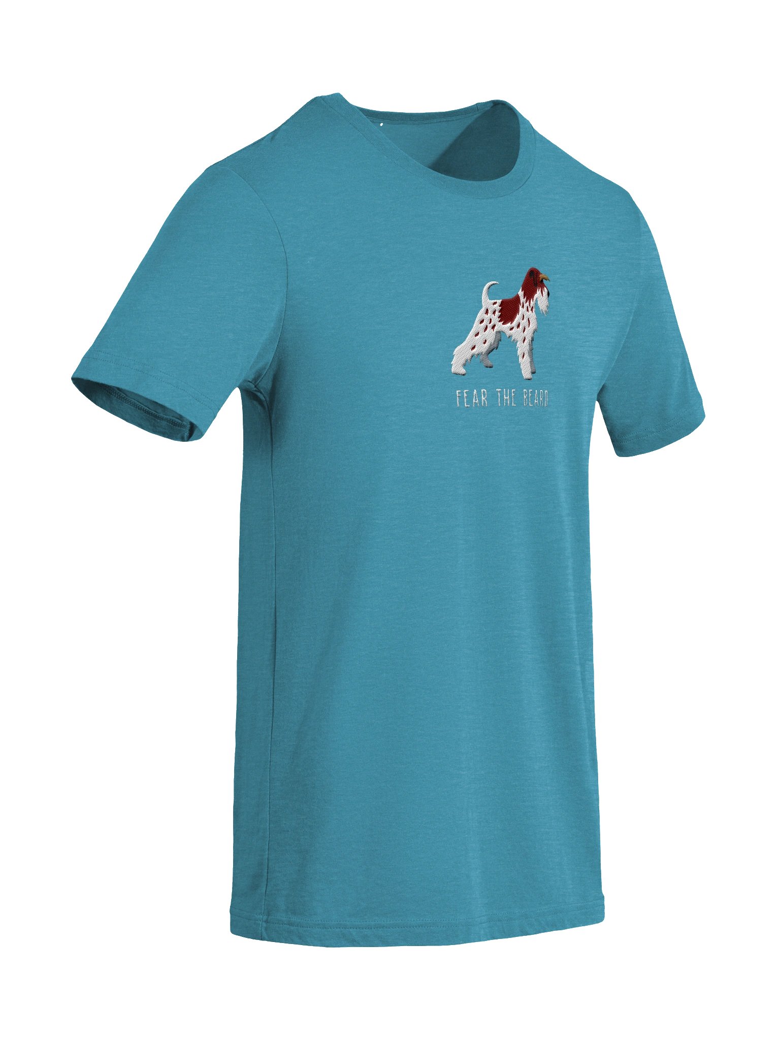 Fear the Beard T-Shirt(Embroidered) of a Miniature Schnauzer(Parti, Liver & White) product image (69)