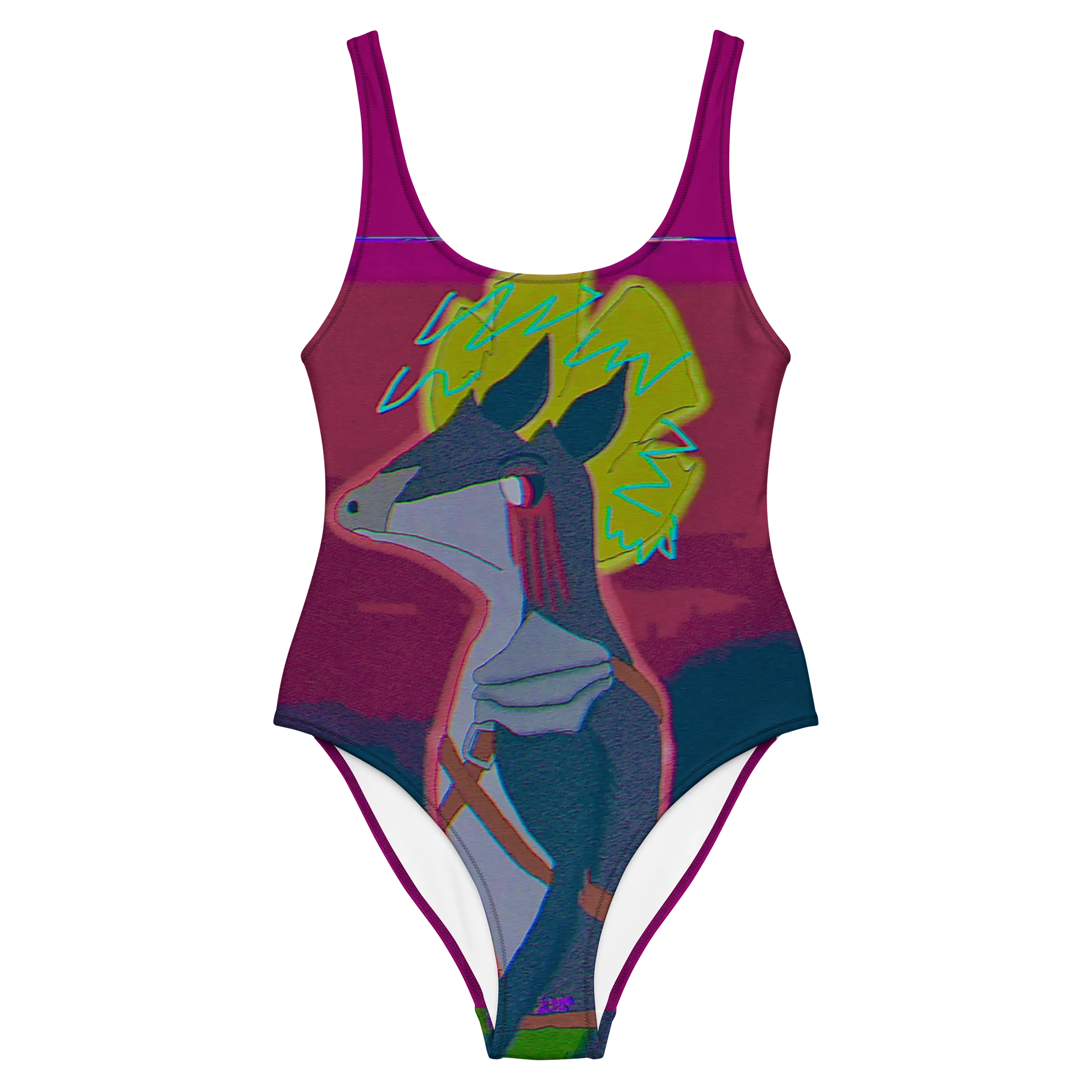 Neon Fox Glitch One-Piece Swimsuit product image (2)
