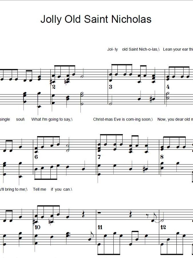 Jolly Old Saint Nicholas - Christmas - Piano sheet music | PDF sheet music