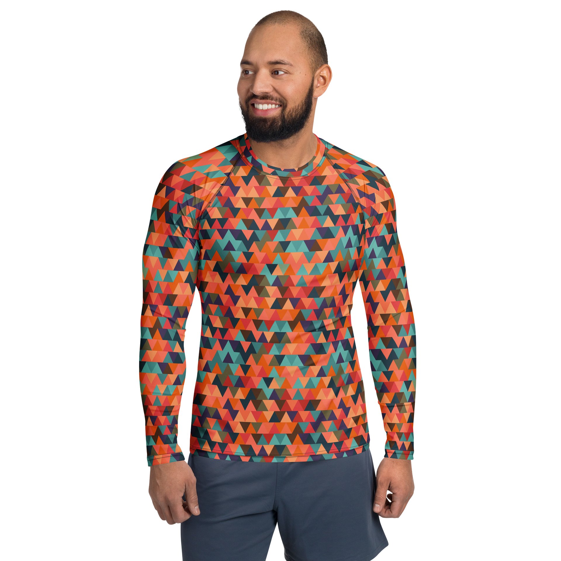 Colorful Geometric Triangles Men's Rash Guard product image (1)