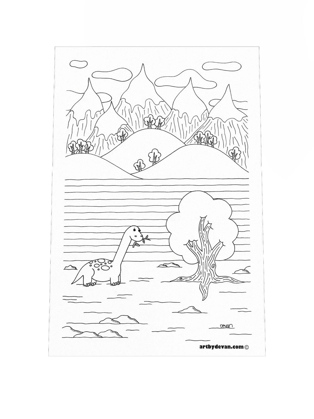 Color Your Own Art: Dinosaur | Devan the Artist