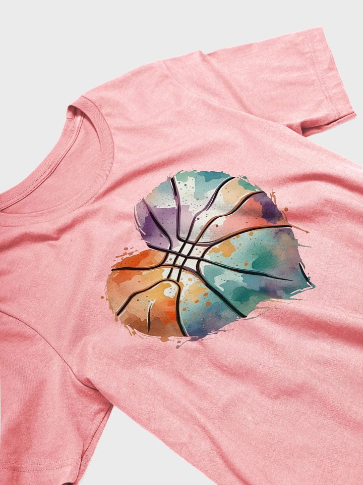 Heart Pastel Basketball Swirling Hoops Watercolor T-Shirt product image (2)
