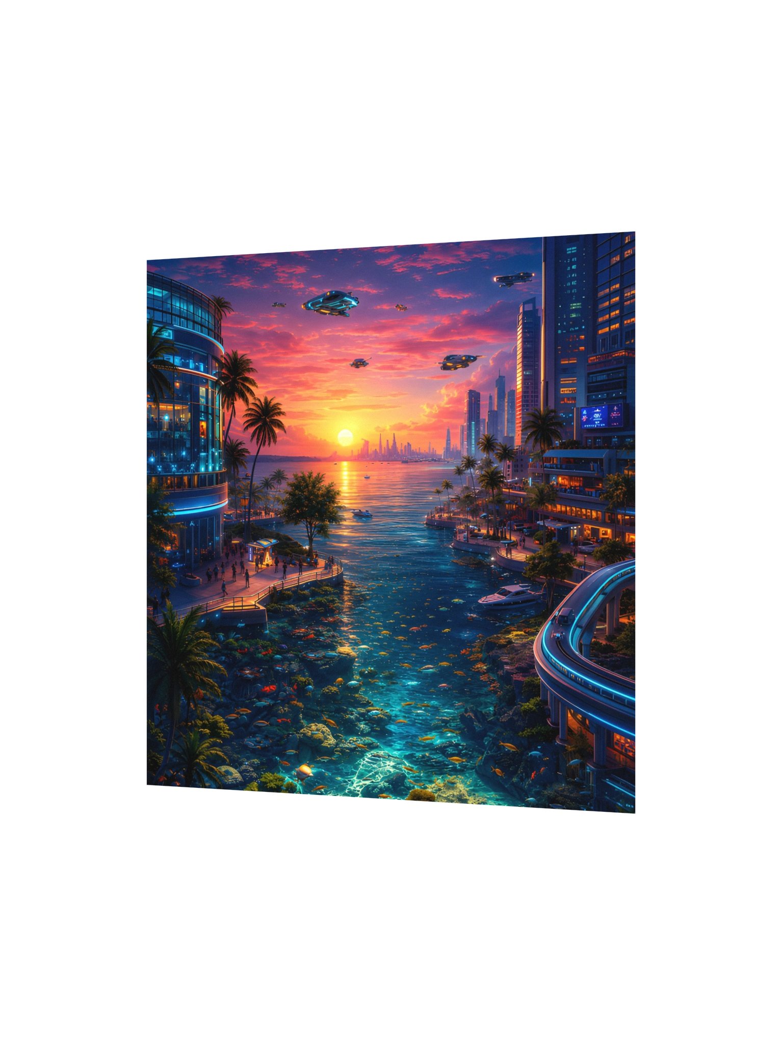 Neon Sunset City 2077 | Blade Runner Tropical Futuristic Wall Art product image (3)