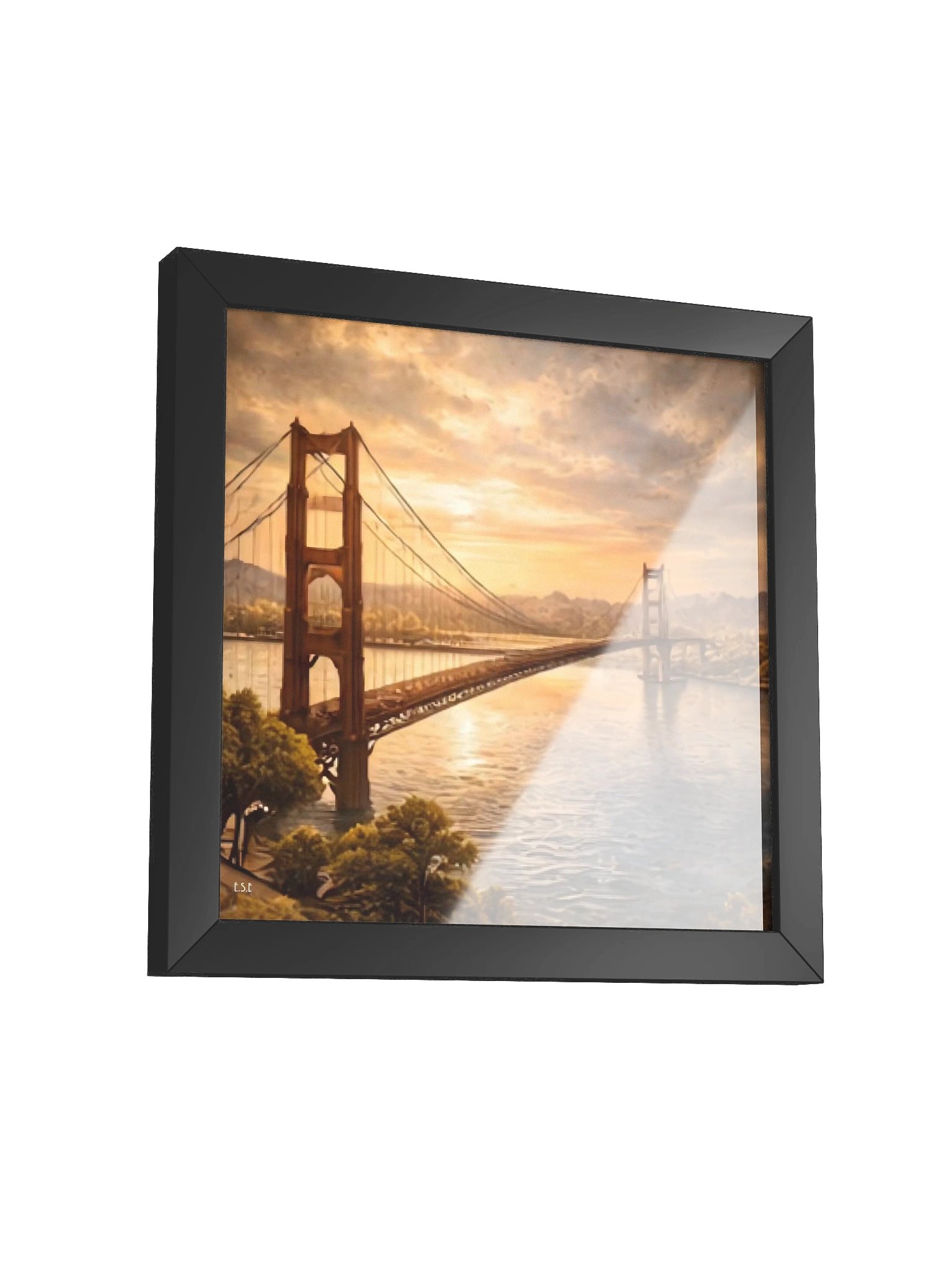 Golden Gate Sunset: San Francisco in Gold Vibrant Ayous Wood Framed Matte Poster product image (32)