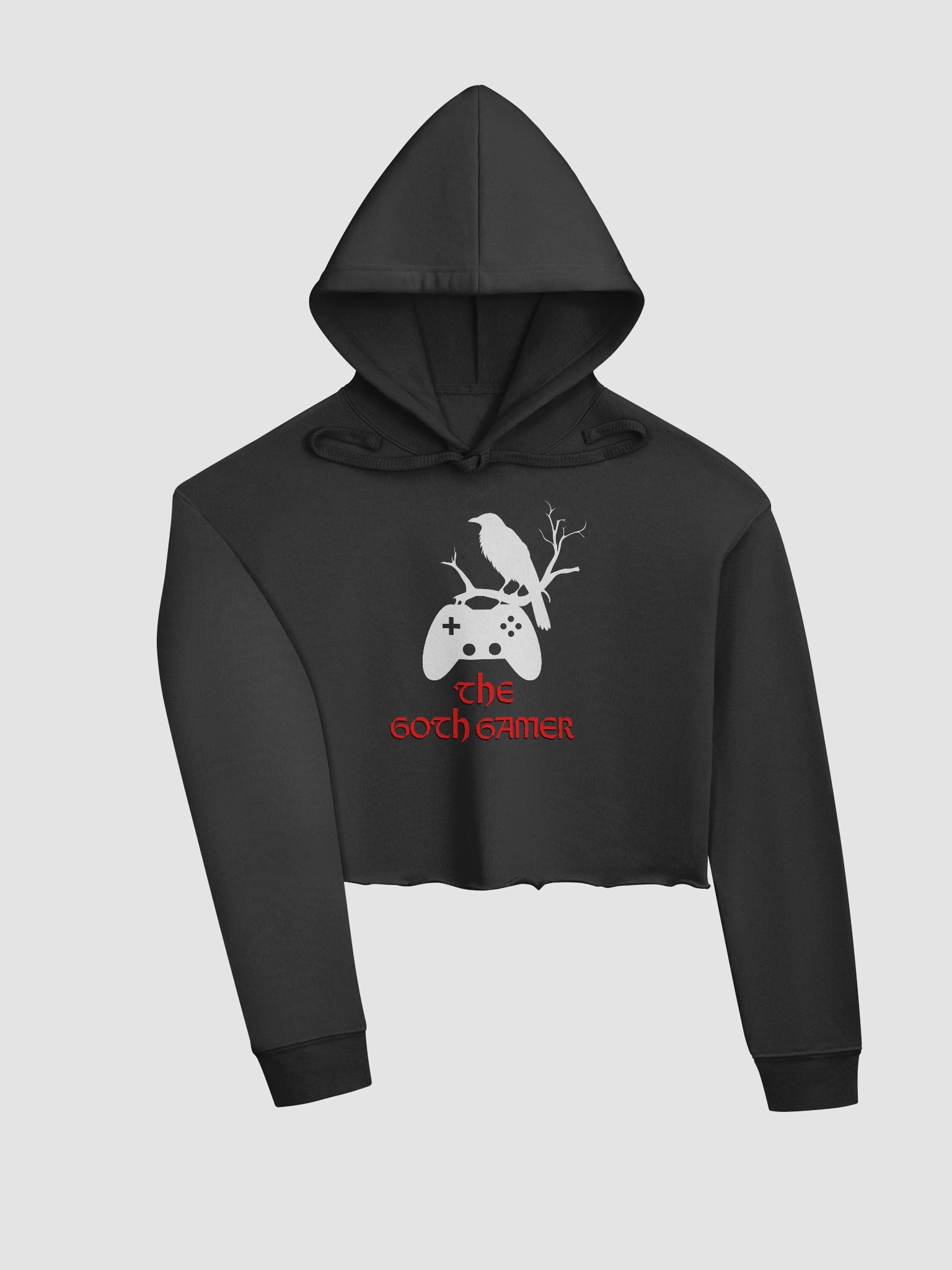 Goth Gamer Women's Cropped Hoodie with Crow & Controller - Minimalist product image (3)
