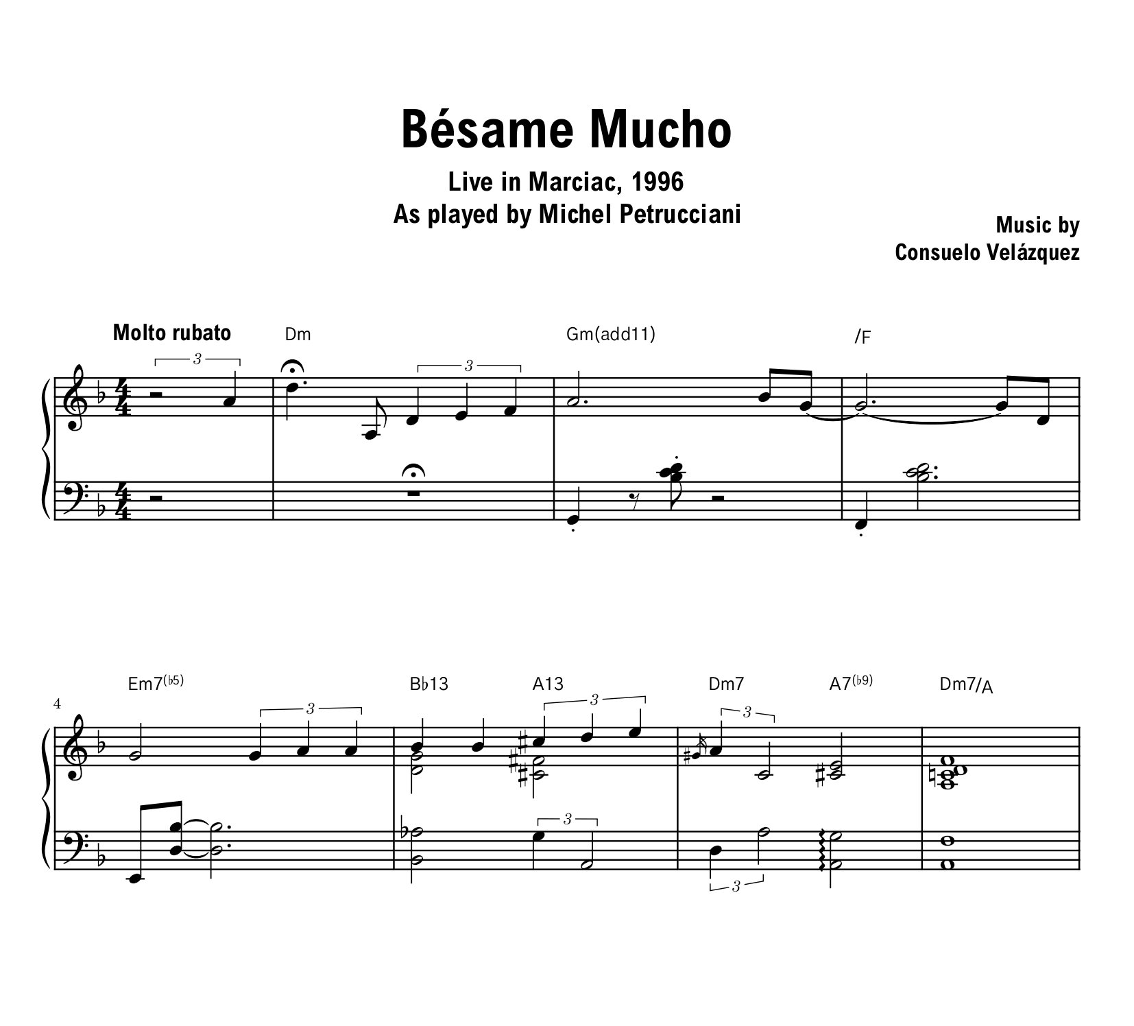 Michel Petrucciani - Besame Mucho (Marciac) - Sheet music (PDF) product image (1)