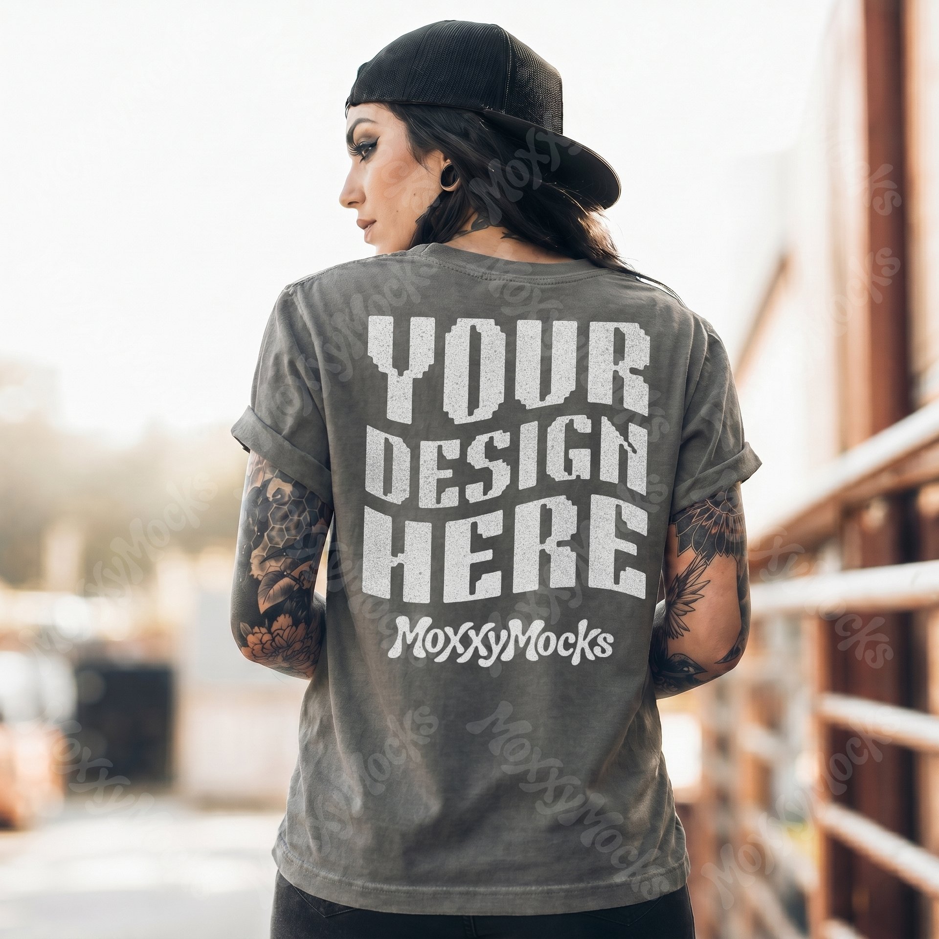 Alternative Streetwear Aesthetic Comfort Colors 1717 Back of Shirt Mockup Bundle product image (4)