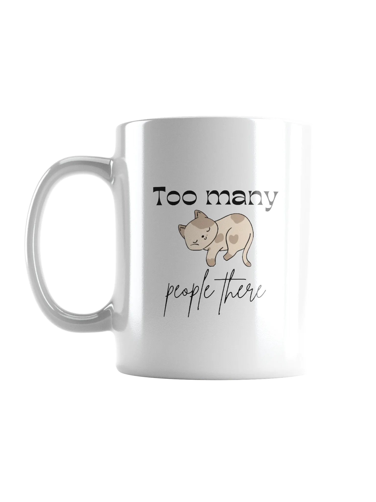 Cute Cartoon Cat 'Too Many People There' Mug product image (7)