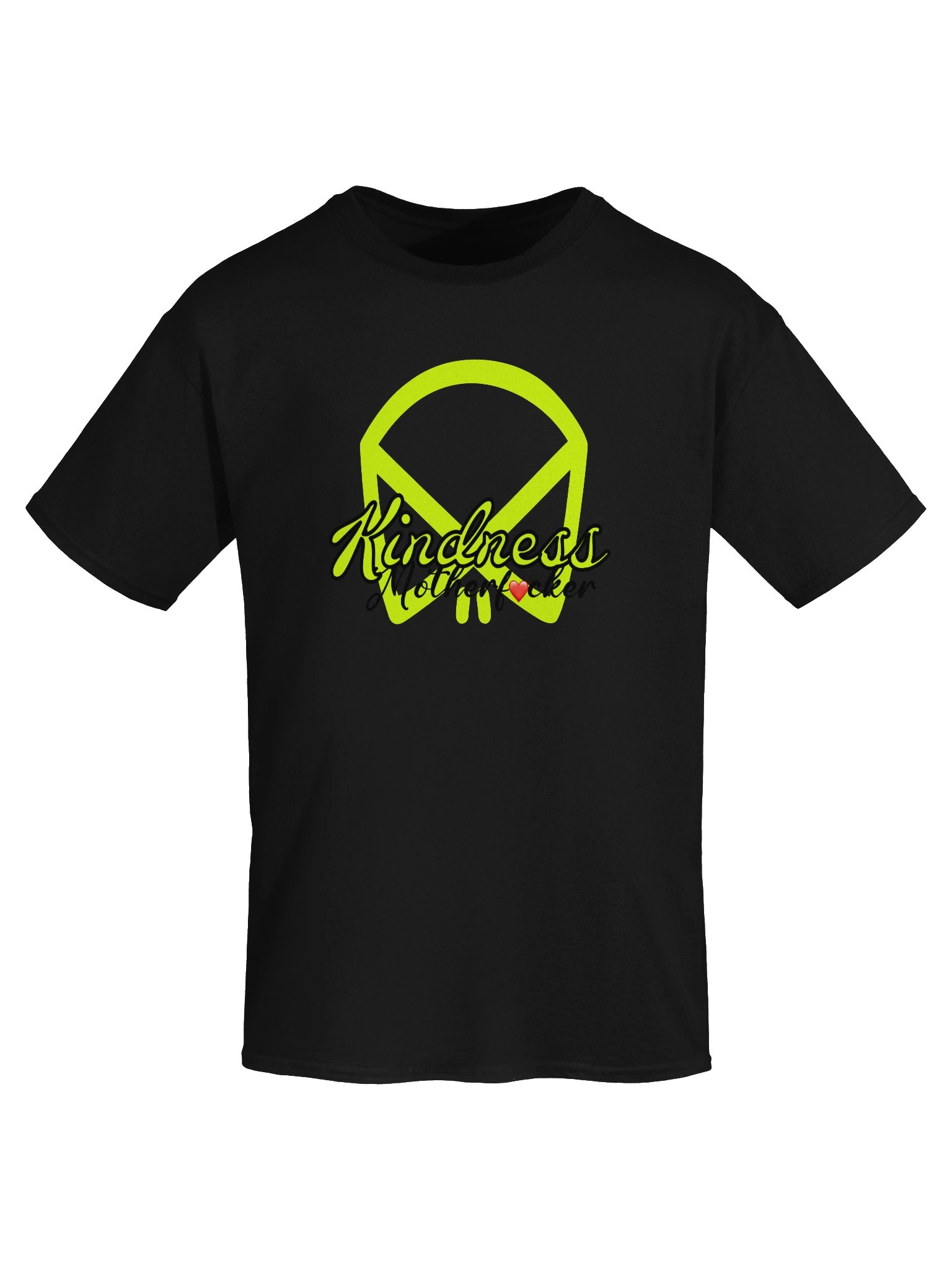 KINDNESS MOTHERF❤️CKER BOBUTAH SKULL LOGO (Neon & Black Script Tee) product image (54)