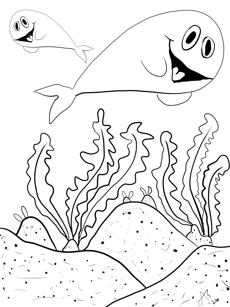TSStechAngel's World - SmileyWhales Coloring Page product image (1)