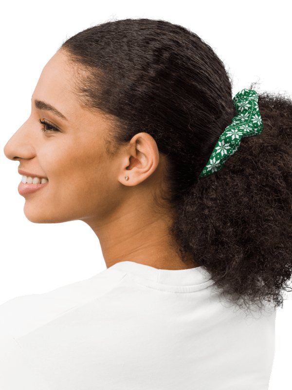 Winter Green Snowflake Scrunchie with Bow product image (4)