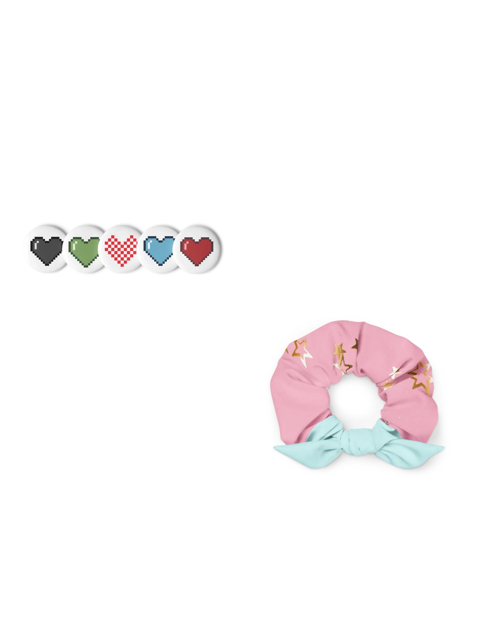 Pixel Heart Pin + Starry Nights Scrunchie Bundle | Fun & Playful Aesthetic Gift Set product image (1)