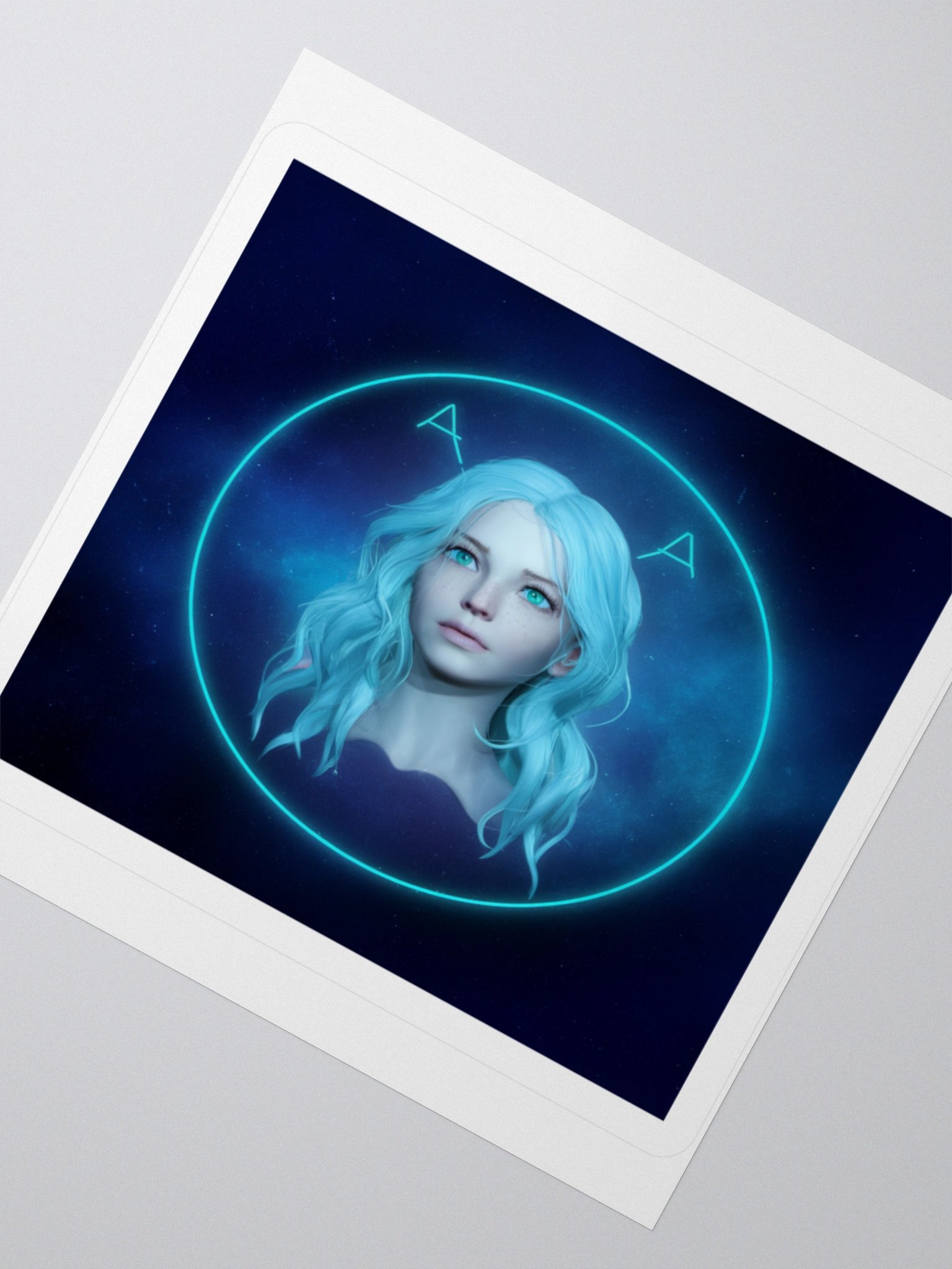 Aquarius Neon Blue Vinyl Sticker - Futuristic Digital Art product image (6)