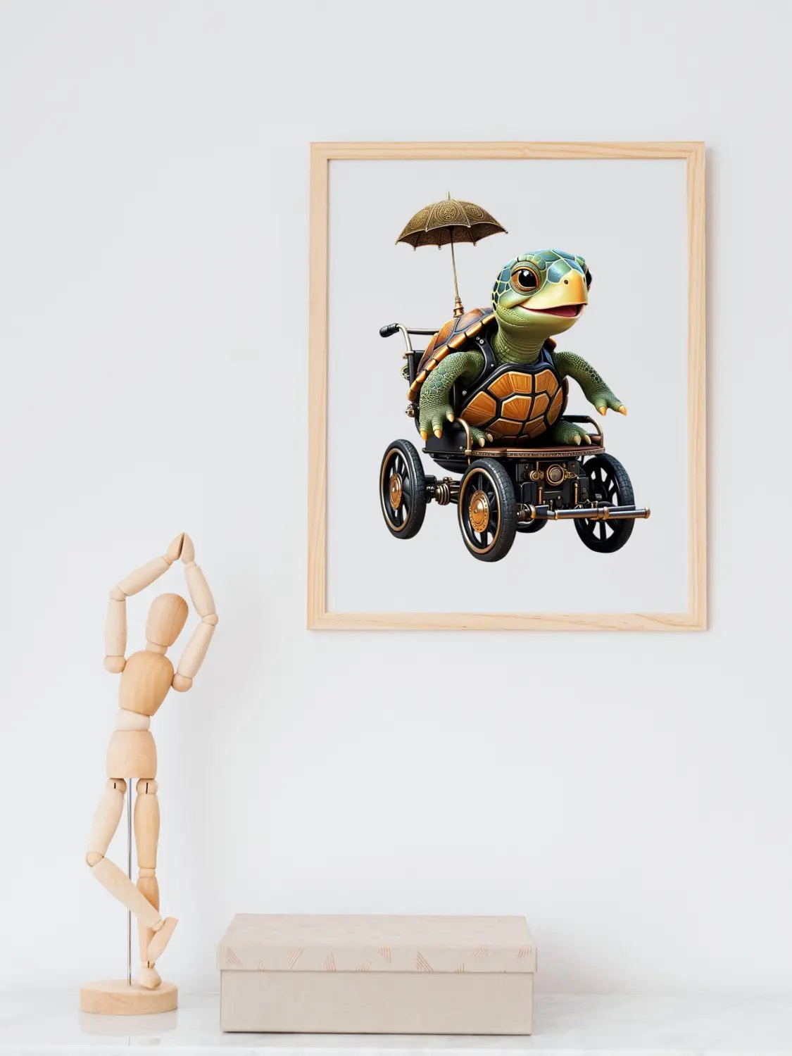 Turtle Riding in Wheelchair Kid Nursery Print Tortoise Wall Art product image (2)