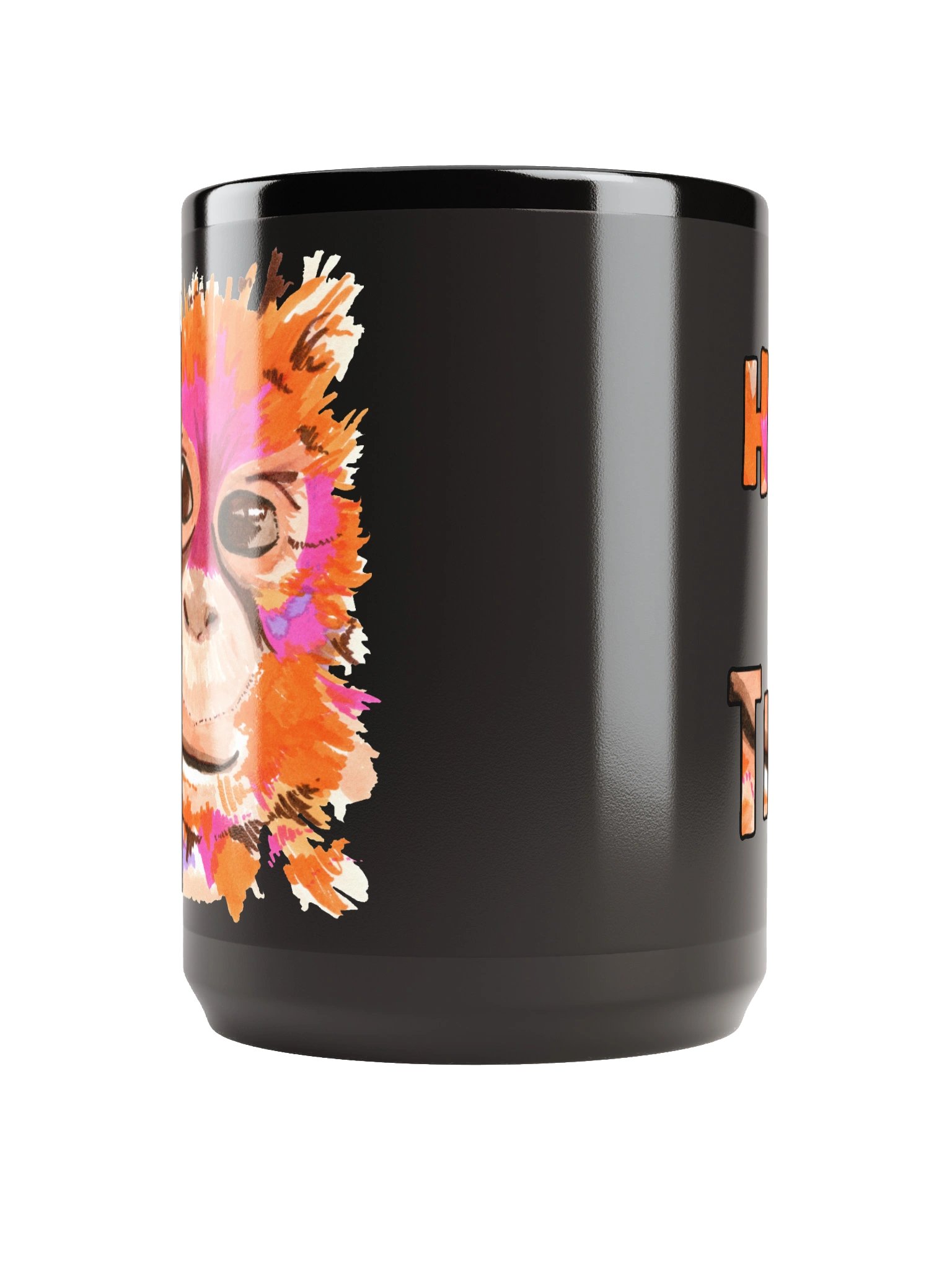 Orangutan Watercolour Black Mug (15oz) product image (5)