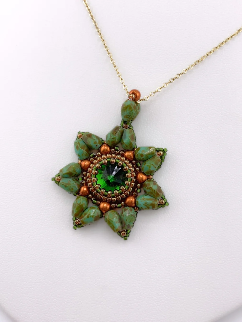 Floral Reflection Beaded Pendant - Green product image (2)