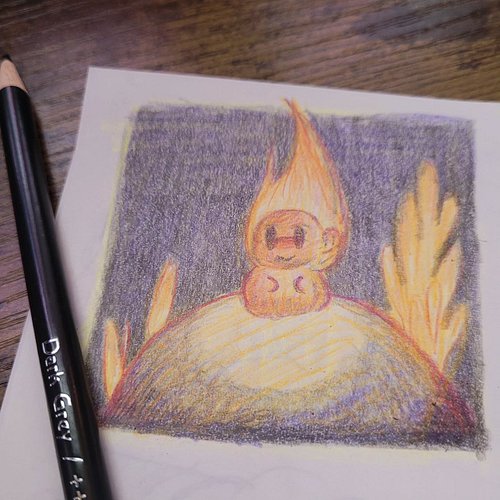 Little flame spirits are shy but if you're lucky, you might spot one out of the corner of your eye!
#sketchbook #dailysketchb...