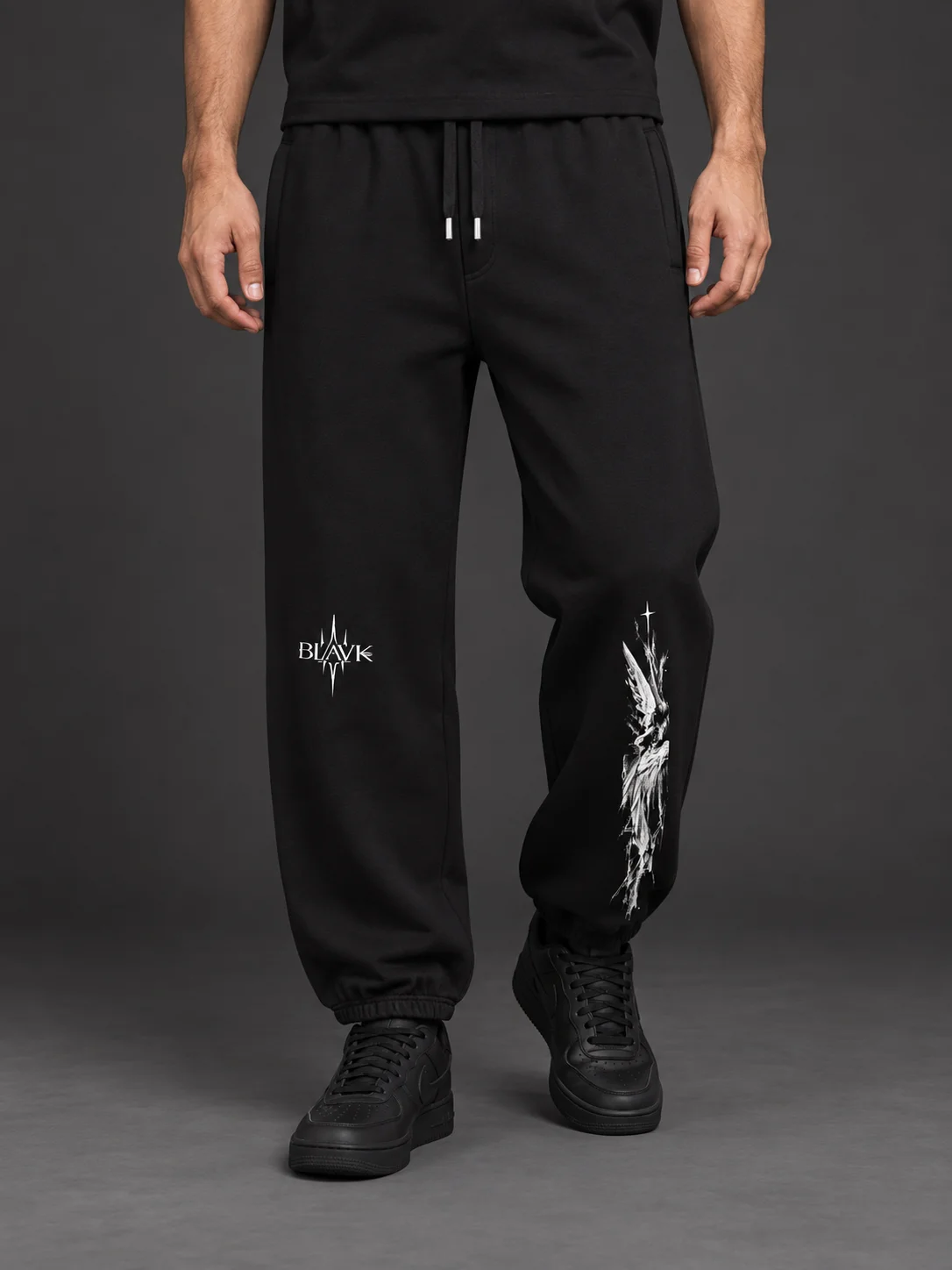 BLAVK NOCTURNE Angel Graphic Joggers — Black product image (1)