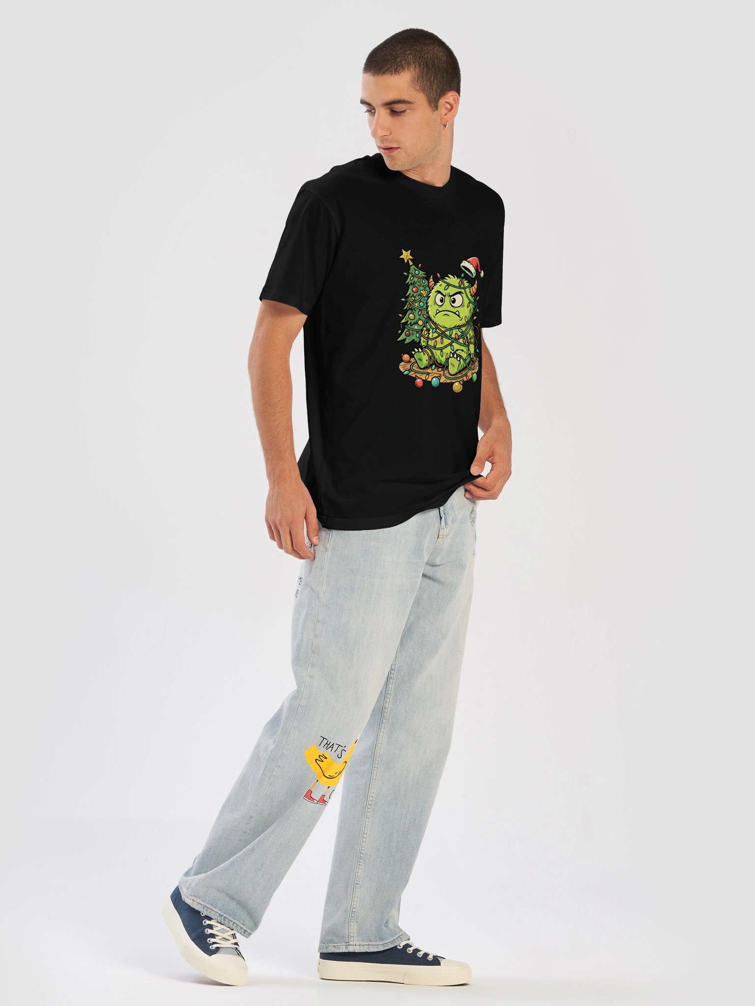 Funny Grumpy Green Monster Christmas T-Shirt | Holiday Tree Graphic Tee | Unisex Winter Gift product image (46)
