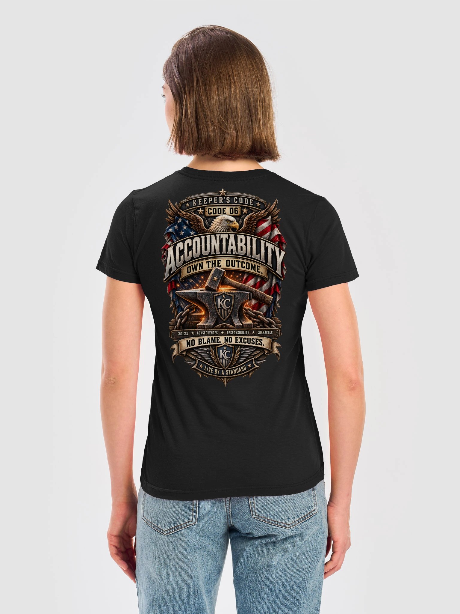 Keeper’s Code™ Women’s CODE 06 Accountability Anvil & Eagle T-Shirt product image (8)