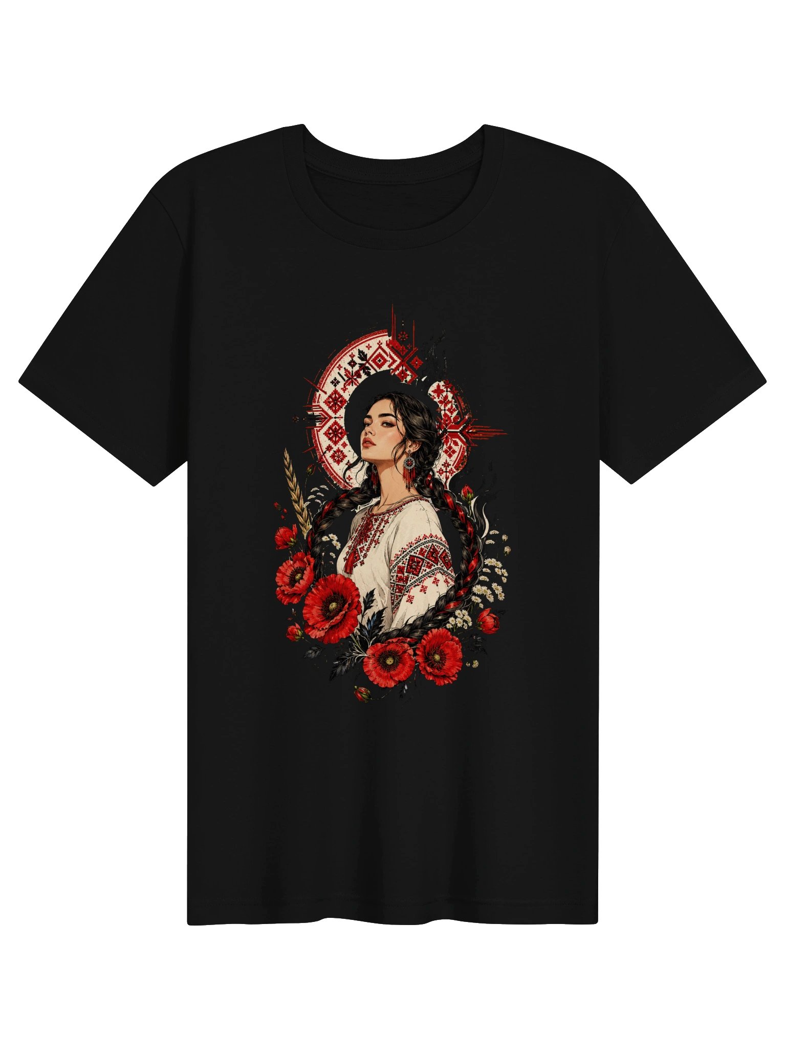 Ukrainian-Inspired Poppy Graphic Tee | Modern Slavic Folk Art product image (2)