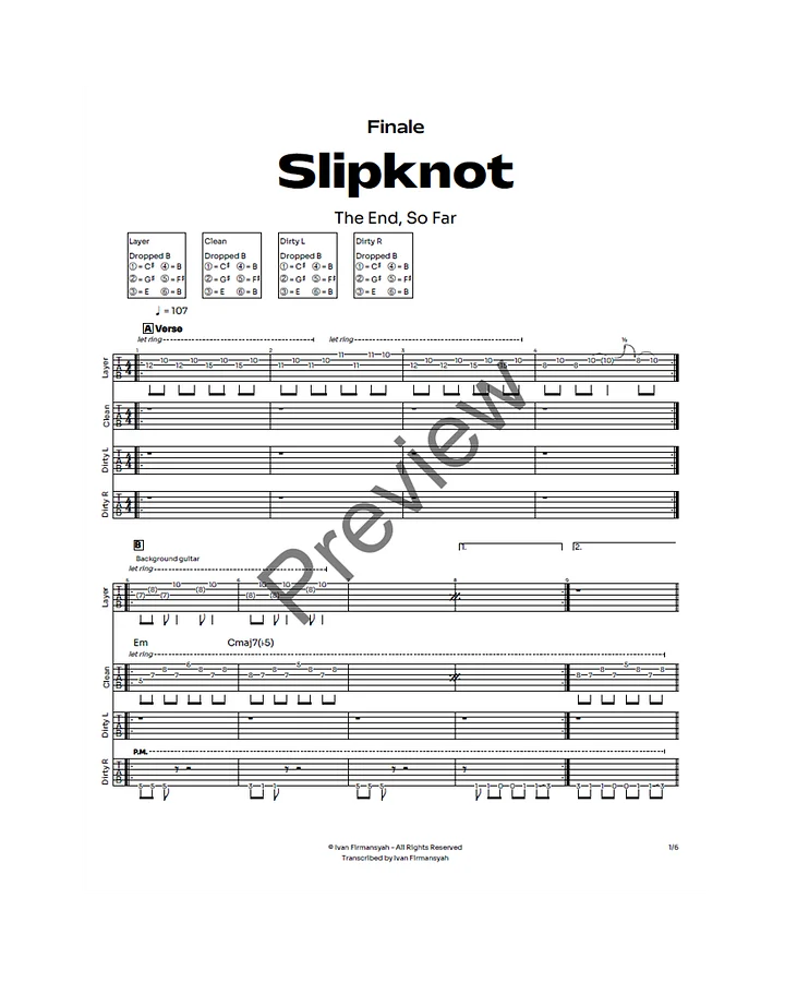 Slipknot - Finale Complete Guitar Tab product image (2)