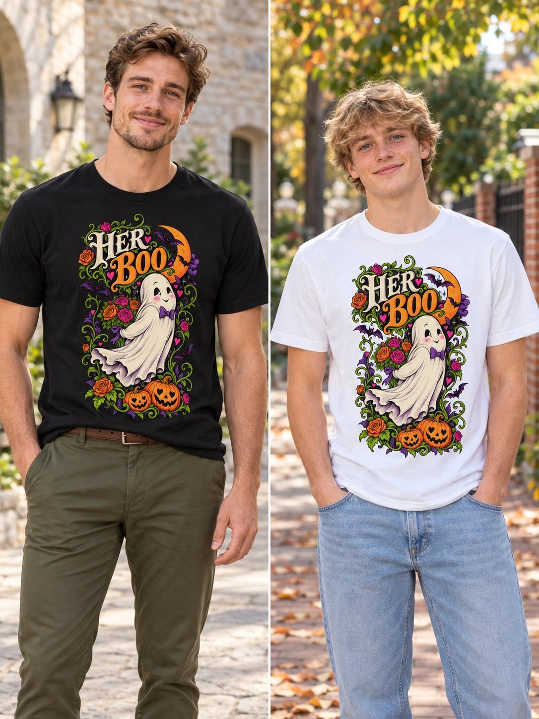 Couples Halloween T-Shirt – Her Boo Ghost product image (4)