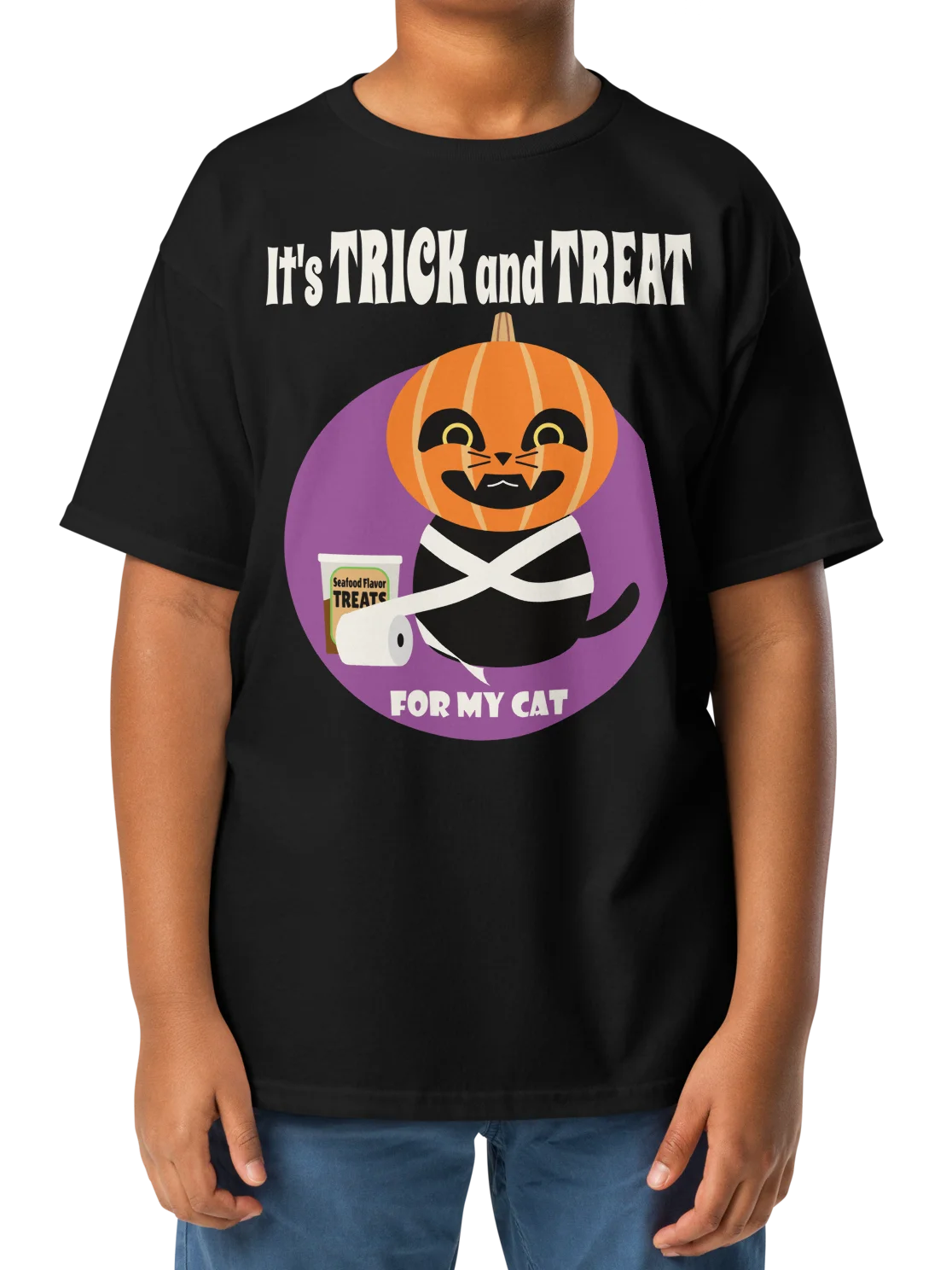 Halloween Cat (Trick and Treat) - Youth Heavyweight T-shirt product image (4)