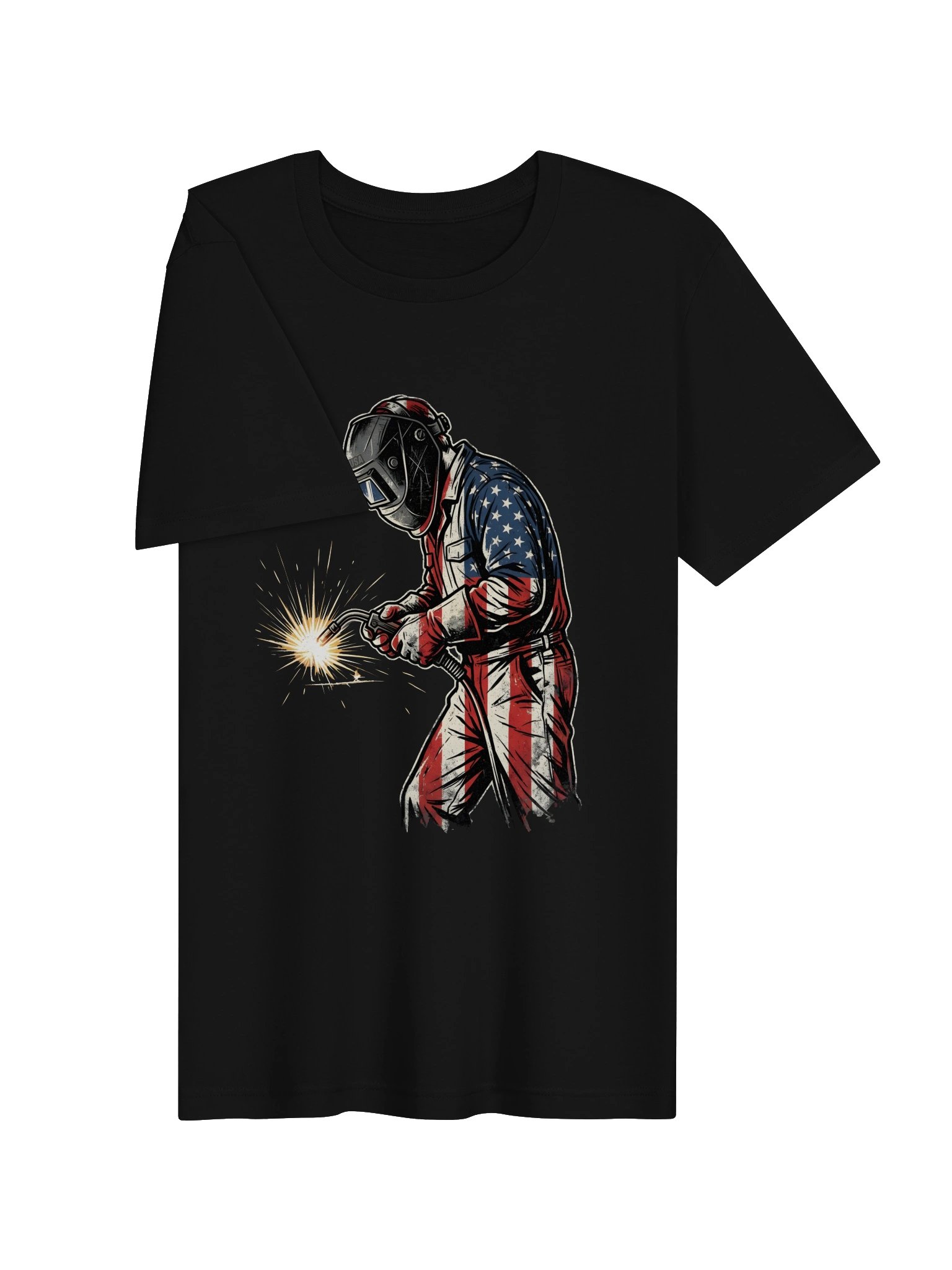 Patriotic American Welder T-Shirt | Vintage USA Flag Welding Tradesman Shirt product image (10)
