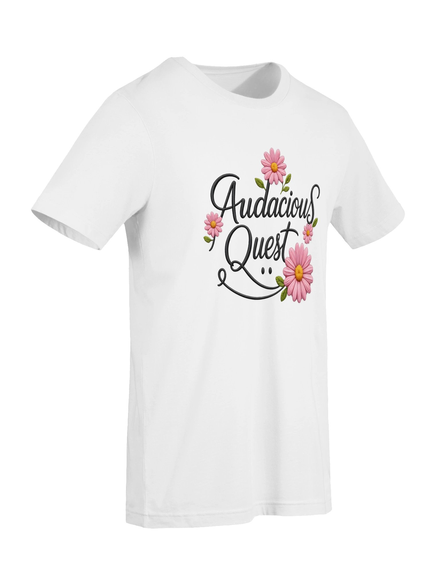 "Audacious Quest" Cute Floral Script Graphic T-Shirt product image (7)