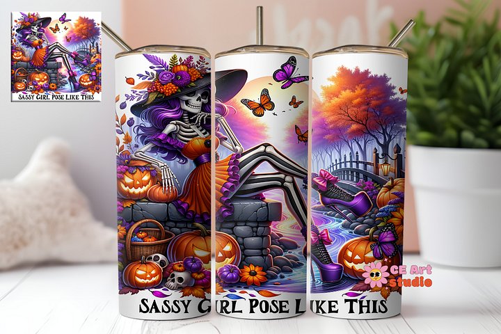 Sassy Girl Pose Like This Tumbler Wrap PNG product image (1)