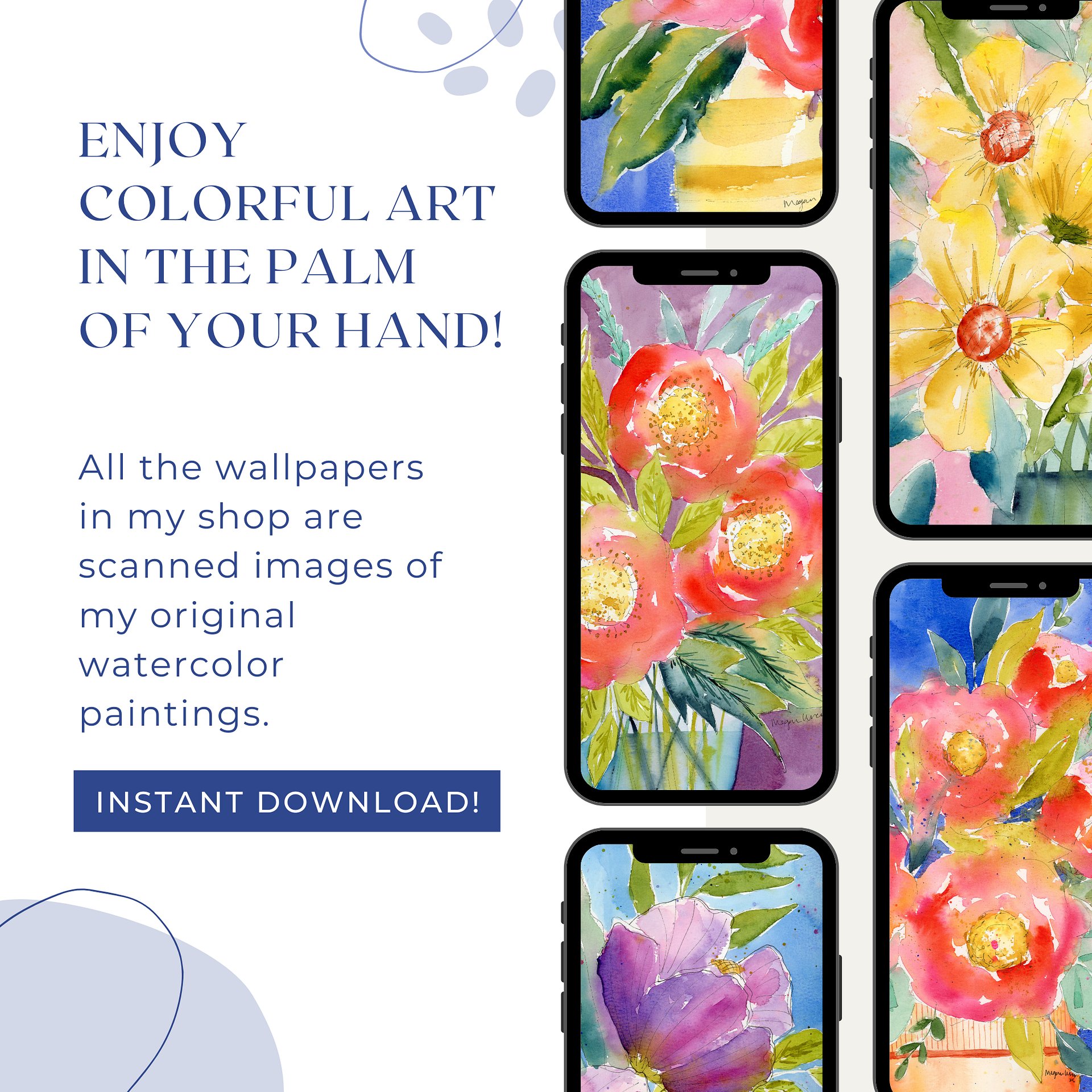 Bloom Bundle - 5 Original Watercolor Phone Wallpapers product image (4)