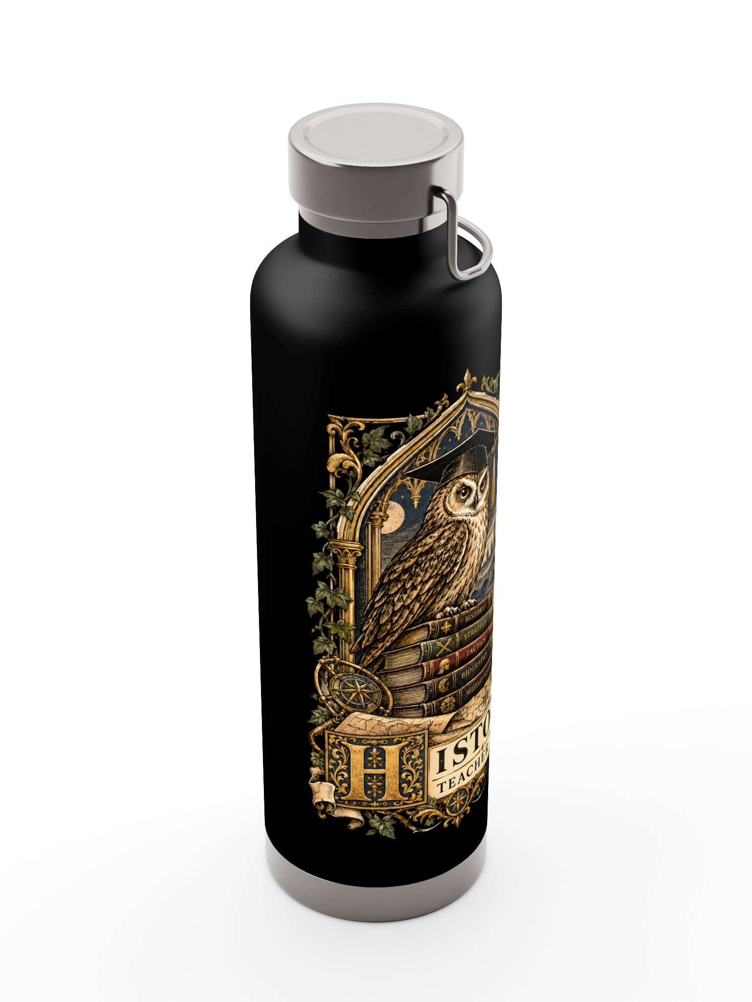 History Teacher Fuel Insulated Bottle, 22 oz Stainless Steel, Black product image (9)