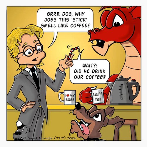 Grrr Dog just loves sticks regardless of what they smell like. #ResidentDragon #coffeeholic #lolcats #pets #coffeehumor
