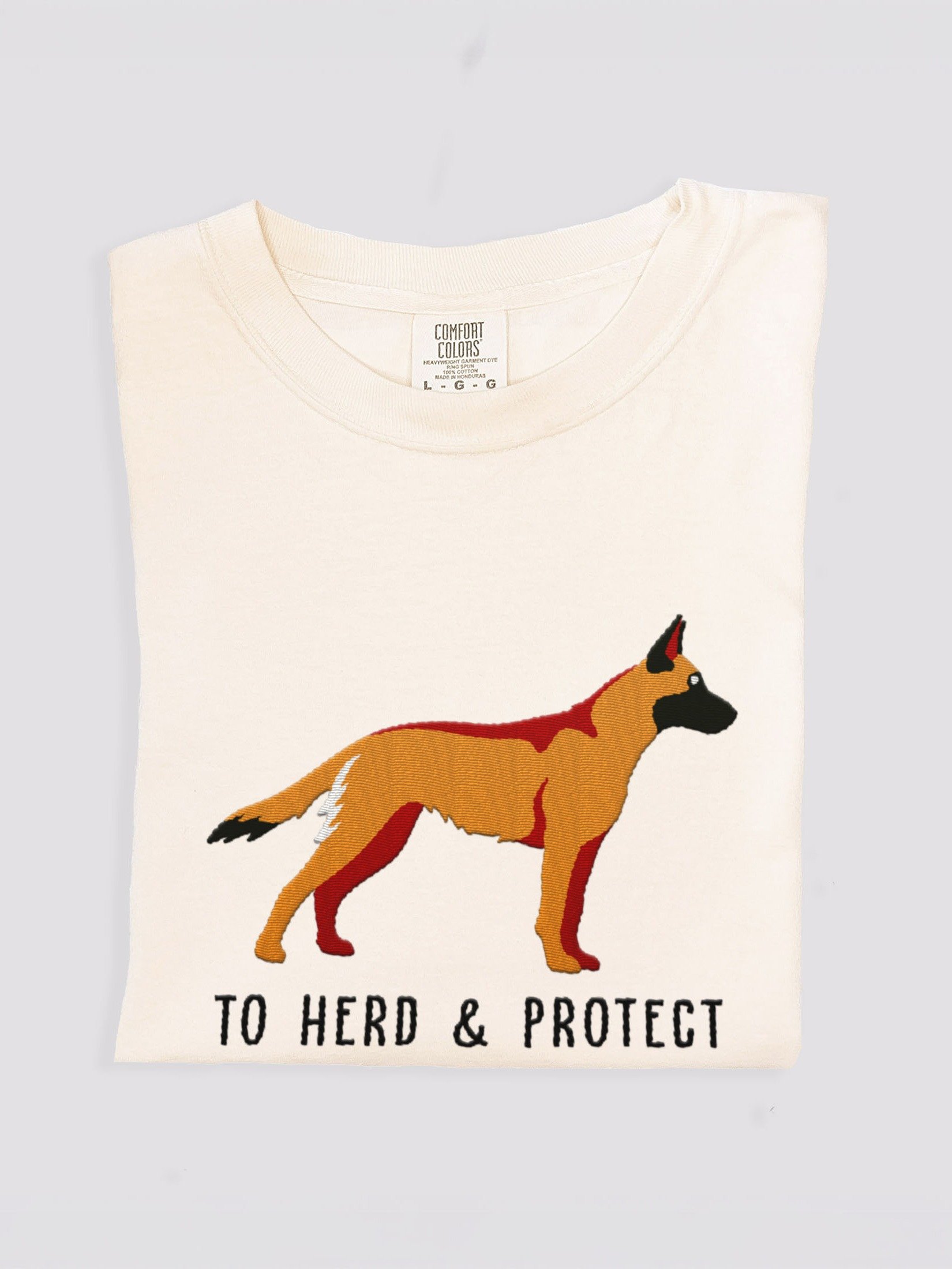 To Herd and Protect T-Shirt(Embroidered) of a Belgian Malinois(Tan) product image (1)