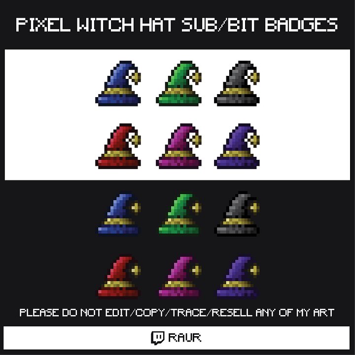 Twitch Pixel Witches/Wizards Hats - Sub/Bit Badges product image (1)