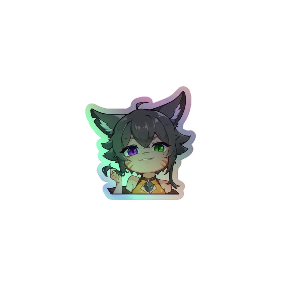 WolfcatRisi Mischievous Holographic Sticker product image (1)