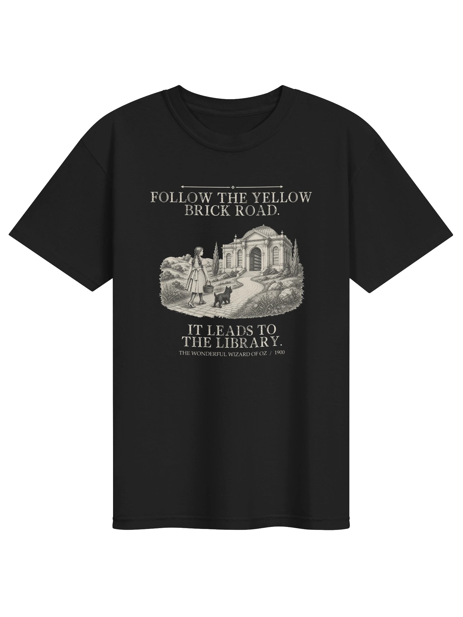Follow Yellow Brick Road Leads Library -- The Wonderful Wizard of Oz Tee (Dark) product image (1)